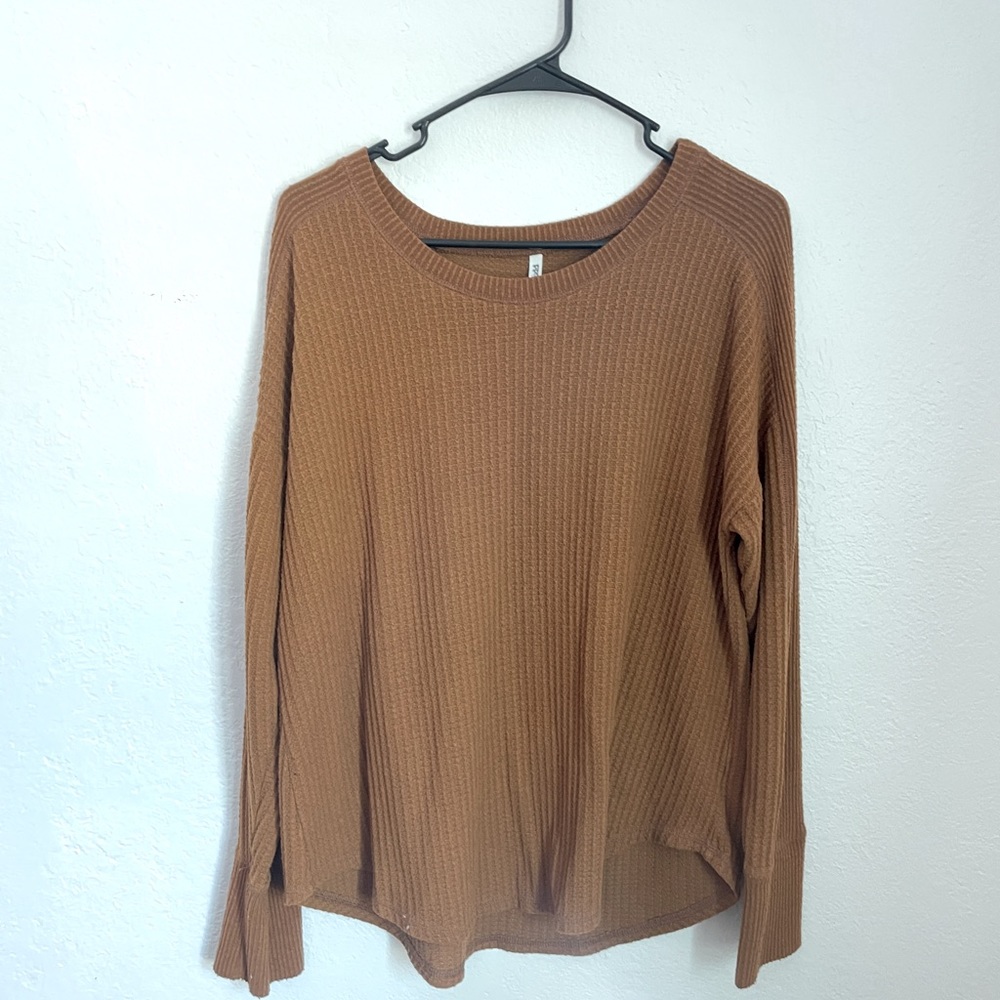 Rust Brown/Orange Waffle Knit Sweater